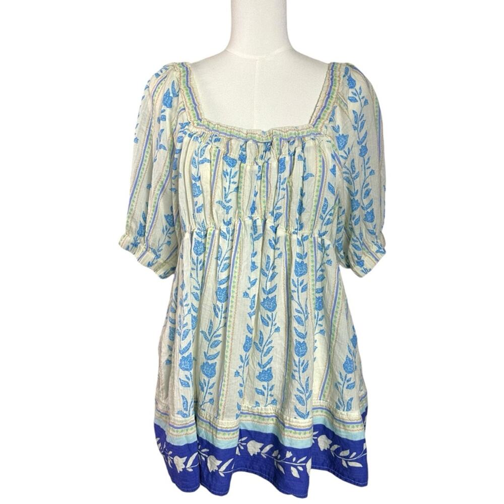 Free People Bohemian 70s Block Print Santorini Printed Babydoll Tunic Medium - Picture 9 of 16